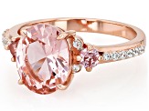 Morganite Simulant And White Cubic Zirconia 18k Rose Gold Over Sterling Silver Ring 2.98ctw