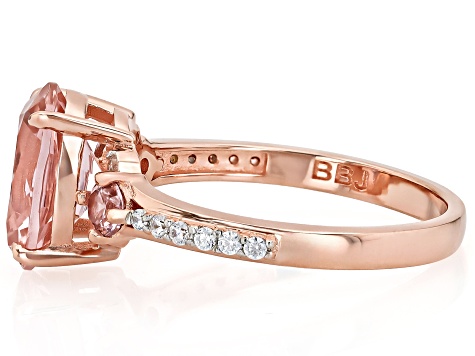 Morganite Simulant And White Cubic Zirconia 18k Rose Gold Over Sterling Silver Ring 2.98ctw