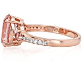Morganite Simulant And White Cubic Zirconia 18k Rose Gold Over Sterling Silver Ring 2.98ctw