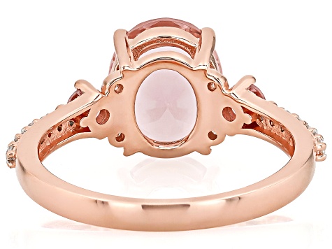 Morganite Simulant And White Cubic Zirconia 18k Rose Gold Over Sterling Silver Ring 2.98ctw