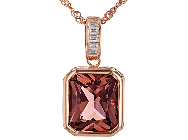 Blush Zircon Simulant And White Cubic Zirconia 18k Rose Gold Over Sterling Silver Pendant 6.33ctw
