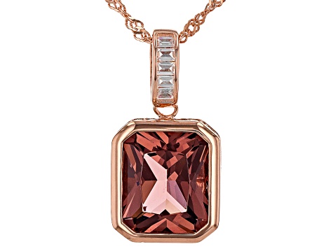Blush Zircon Simulant And White Cubic Zirconia 18k Rose Gold Over Sterling Silver Pendant 6.33ctw