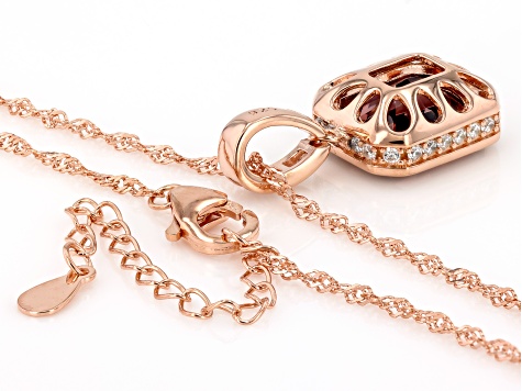 Blush Zircon Simulant And White Cubic Zirconia 18k Rose Gold Over Sterling Silver Pendant 6.33ctw