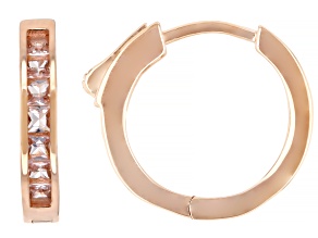 Morganite Simulant 18k Rose Gold Over Sterling Silver Hoops 1.00ctw