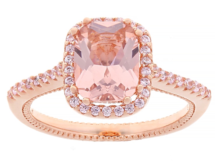 Morganite Simulant And Pink Cubic Zirconia 18k Rose Gold Over Sterling Silver Ring 3.63ctw