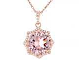 Morganite Simulant And White Cubic Zirconia 18k Rose Gold Over Sterling Silver Pendant 6.24ctw