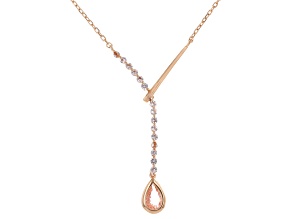 Morganite Simulant And White Cubic Zirconia 18k Rose Gold Over Sterling Silver Necklace 0.97ctw