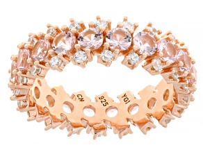 Morganite Simulant And White Cubic Zirconia 18k Rose Gold Over Sterling Silver Ring 3.07ctw