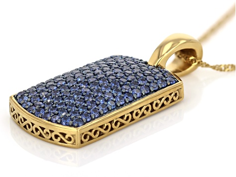 Blue Cubic Zirconia 18k Yellow Gold Over Sterling Silver Dog