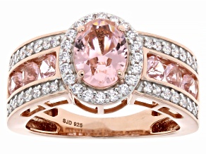 Pink And White Cubic Zirconia 18k Rose Gold Over Sterling Silver Ring 2.35ctw