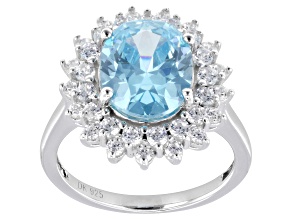 Blue And White Cubic Zirconia Rhodium Over Silver Ring 7.18ctw