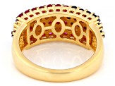Blue, Red, And White Cubic Zirconia 18k Yellow Gold Over Sterling Silver American Flag Ring 1.73ctw