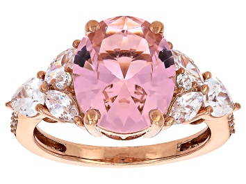 Picture of Pink And White Cubic Zirconia 18k Rose Gold Over Sterling Silver Ring 5.70ctw