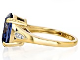 Blue And White Cubic Zirconia 18k Yellow Gold Over Sterling Silver Ring 7.45ctw