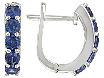 Blue Cubic Zirconia Rhodium Over Sterling Silver Earrings 13.06ctw