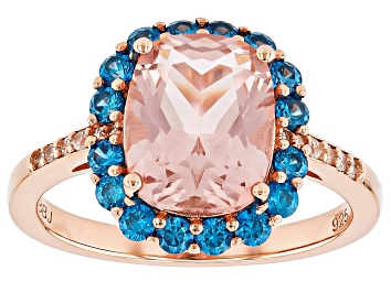 Picture of Pink, Blue And White Cubic Zirconia 18k Rose Gold Over Sterling Silver Ring 3.85ctw