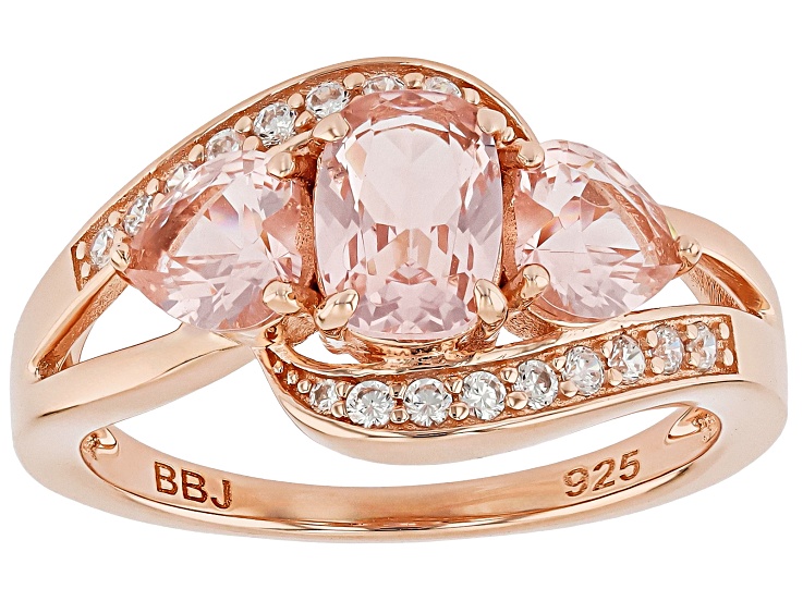 Pink And White Cubic Zirconia 18K Rose Gold Over Sterling Silver Ring 1.92ctw