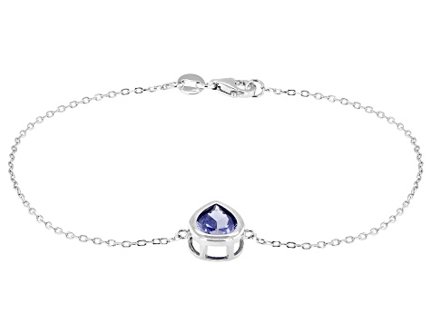 Blue Cubic Zirconia Rhodium Over Sterling Silver Bracelet 1.15ctw