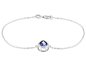 Blue Cubic Zirconia Rhodium Over Sterling Silver Bracelet 1.15ctw