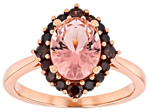 Pink Morganite Simulant and Mocha Cubic Zirconia 18K Rose Gold Over Sterling Silver Ring 4.03ctw