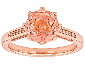 Pink and White Cubic Zirconia 18K Rose Gold Over Sterling Silver Rose Cut Ring 4.77ctw