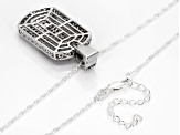 Garnet, White, And Blue Cubic Zirconia Rhodium Over Brass Flag Enhancer Pendant 3.40ctw