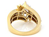 Blue, Red, and White Cubic Zirconia 18k Yellow Gold Over Sterling Silver Ring 5.00ctw