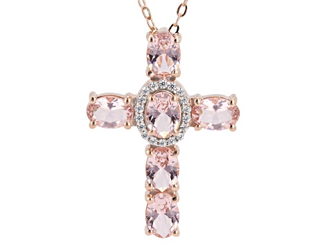 Pink And White Cubic Zirconia 18k Rose Gold Plated Rose Cut