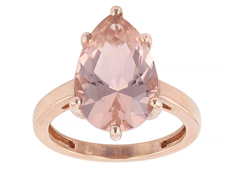 Pink Cubic Zirconia 18k Rose Gold Plated Ottone Ring 4.50ctw