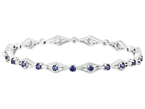 Blue Cubic Zirconia Platinum Plated Ottone Bracelet 1.86ctw