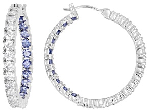 Blue And White Cubic Zirconia Platinum Plated Ottone Earrings 5.82ctw