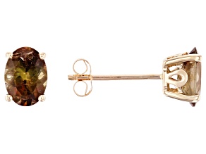 Green Andalusite 10k Yellow Gold Stud Earrings 1.19ctw