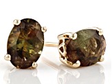 Green Andalusite 10k Yellow Gold Stud Earrings 1.19ctw