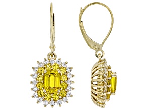 Yellow Sapphire 10k Yellow Gold Dangle Earrings 3.23ctw