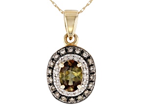 Green Andalusite 10k Yellow Gold Pendant With Chain .79ctw