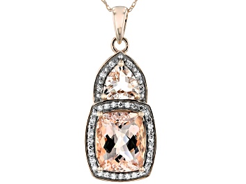 Picture of Peach Morganite 10k Rose Gold Pendant With Chain 3.22ctw