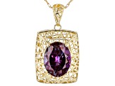 Blue Oval Lab Created Alexandrite 10k Yellow Gold Pendant With Chain 1.91ctw