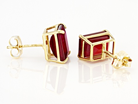 Ruby Mahaleo® 10k Yellow Gold Stud Earrings 2.92ctw