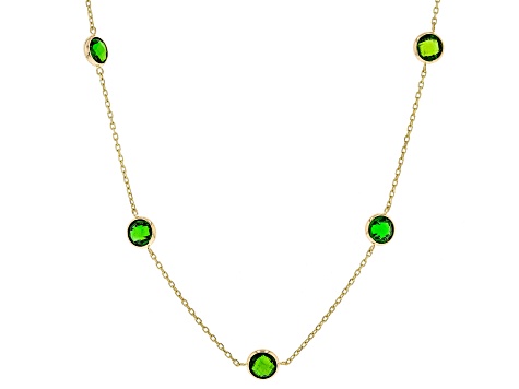 Green Chrome Diopside 14k Yellow Gold 9-Stone Necklace  2.70ctw