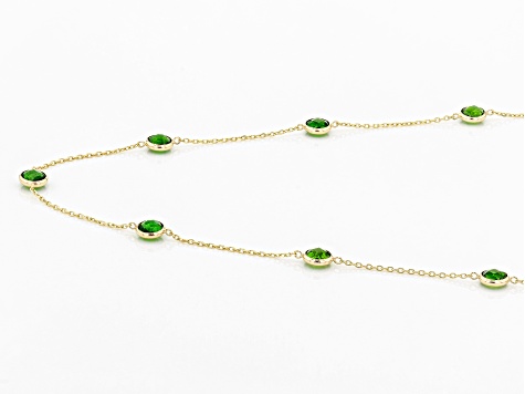 Green Chrome Diopside 14k Yellow Gold 9-Stone Necklace  2.70ctw