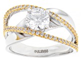 White Cubic Zirconia 18k Yellow Gold and Rhodium Over Sterling Silver Ring 2.36ctw