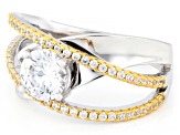 White Cubic Zirconia 18k Yellow Gold and Rhodium Over Sterling Silver Ring 2.36ctw