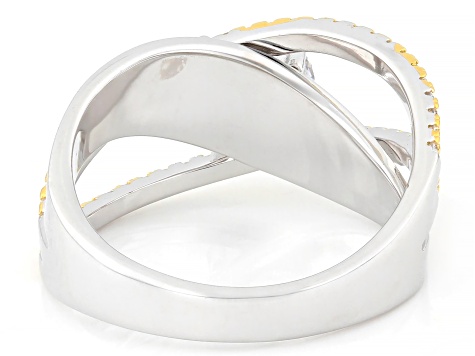 White Cubic Zirconia 18k Yellow Gold and Rhodium Over Sterling Silver Ring 2.36ctw