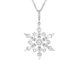 White Cubic Zirconia Rhodium Over Sterling Silver Snowflake Pendant 3.58ctw