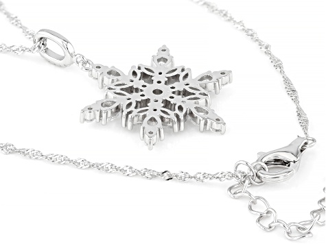 White Cubic Zirconia Rhodium Over Sterling Silver Snowflake Pendant 3.58ctw