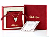 White Cubic Zirconia and Mother-of Pearl 18k Yellow Gold Over Silver Boxed Heart Necklace 0.30ctw