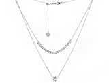 White Cubic Zirconia Rhodium Over Sterling Silver Multi Row Necklace 3.10ctw