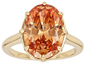 Champagne Cubic Zirconia 18k Yellow Gold Over Sterling Silver Ring 8.16Ctw