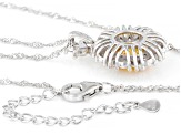 Yellow And White Cubic Zirconia Rhodium Over Silver Ice Flower Cut Pendant With Chain 6.61ctw