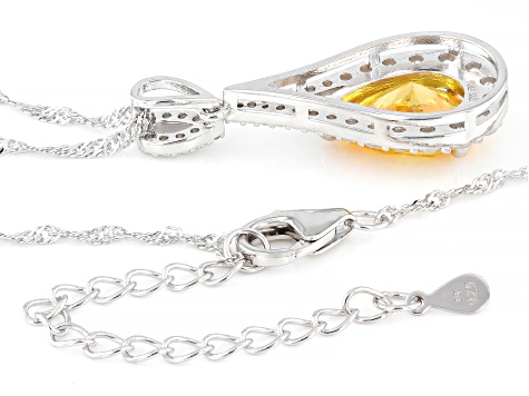 Yellow And White Cubic Zirconia Rhodium Over Silver Ice Flower Cut Pendant With Chain 6.33ctw